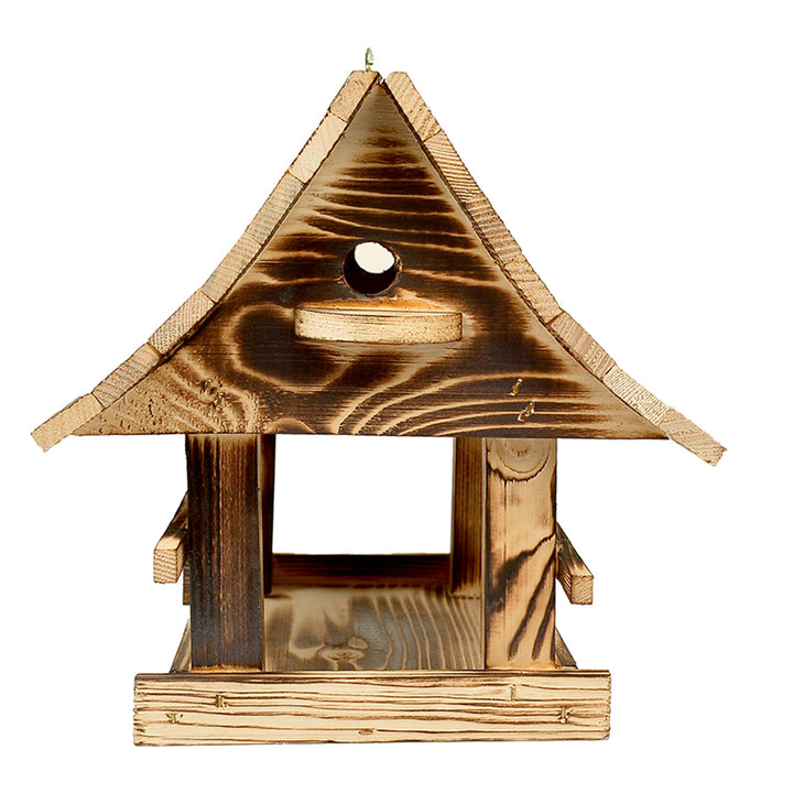 Woodok bird feeder, wooden, tan, hanging hook + bird seed 1kg.