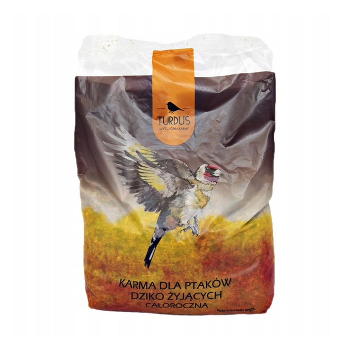 Woodok bird feeder, wooden, tan, hanging hook + bird seed 1kg.