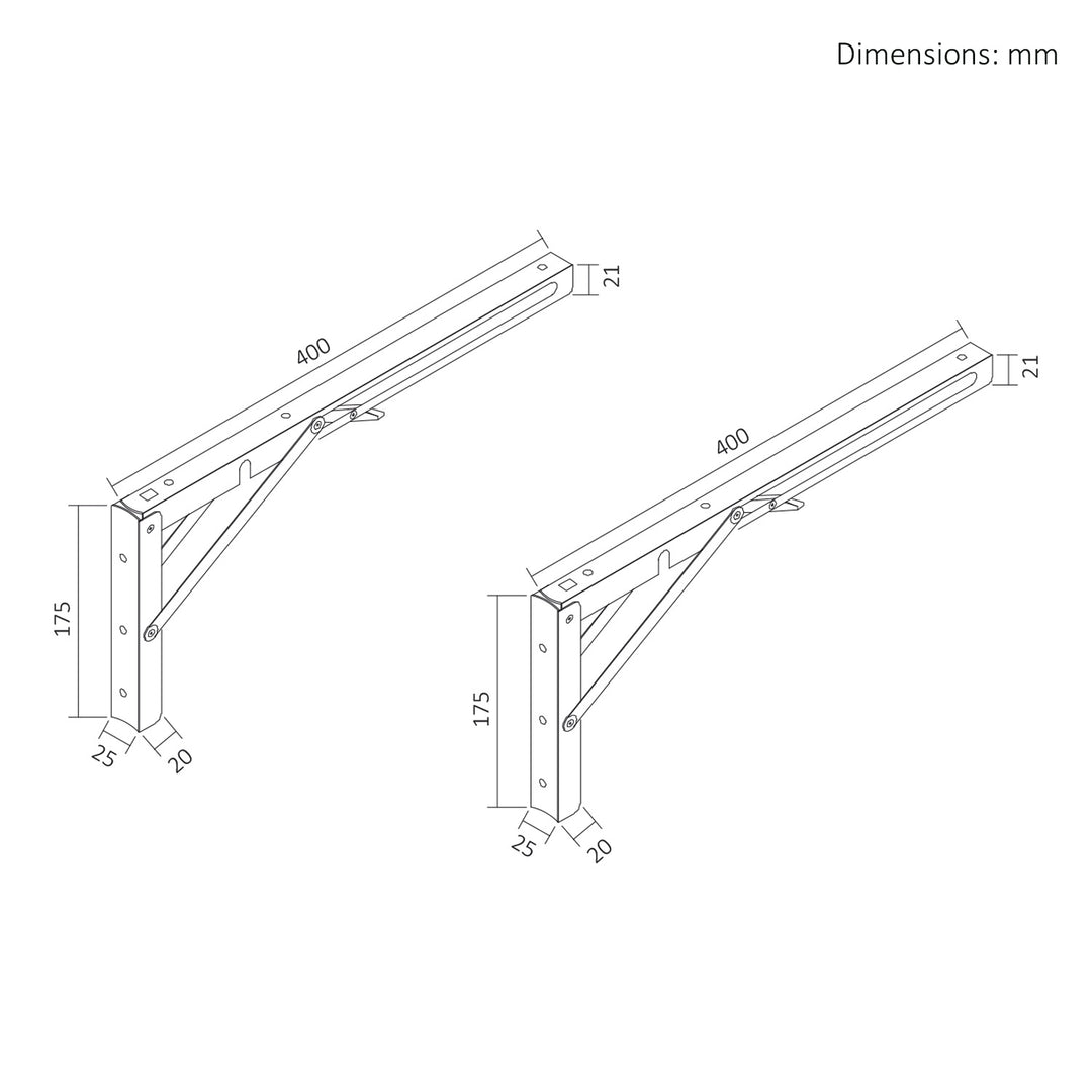 Maclean Folding Wall Shelf Bracket, min. 350 mm, max. 700 mm, max. 50 kg, 2 pieces, MC-196