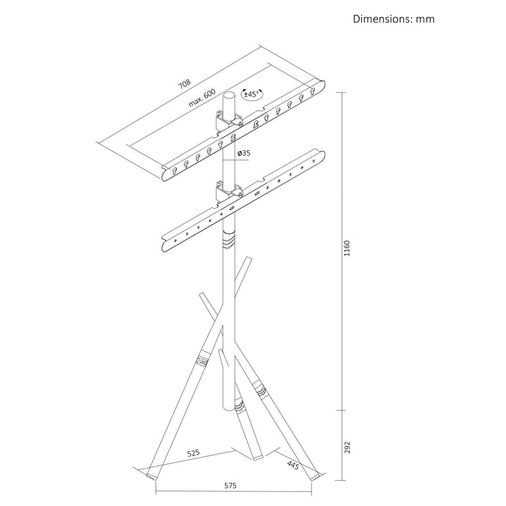 Maclean TV Floor Stand/Mount, 37–80", max. VESA 600x400, max. 60 kg, MC-182 B