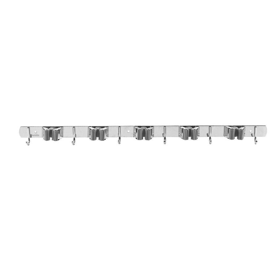 Maclean wall-mounted organizer for garden tools and mops, steel, with hooks, max. load 20 kg, width 60 cm, MC-185