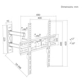Maclean TV Mount / Bracket, max VESA 400x400, 32-55", up to 30 kg, black, tilt adjustment +2°–-10° and swivel adjustment +90°–-90°, MC-191