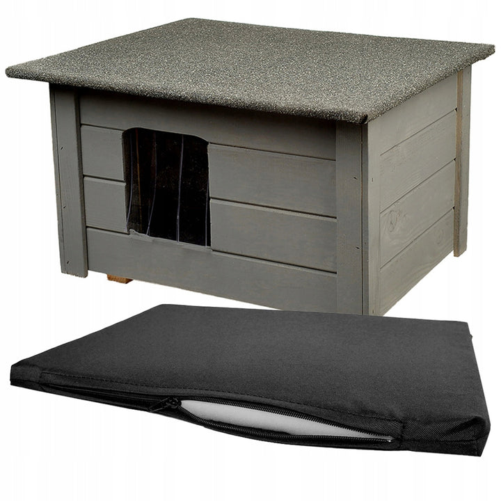 Kennel for dog, cat Woodok, insulated, spruce wood, gray color + bedding