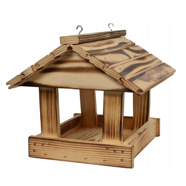 Woodok bird feeder, spruce wood, fired, strong hooks + bird seed 1kg.