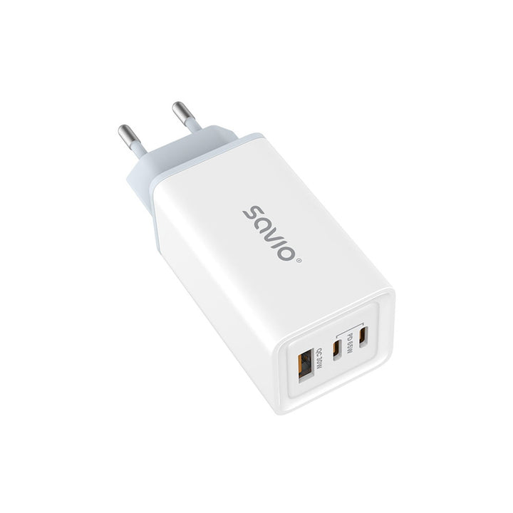 Savio Power Charger, 1x USB-A, 2x USB-C, GaN, 65W, white, SAVLA-07