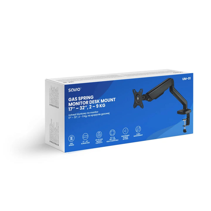 SAVIO 17-32'' monitor desk mount, 2-9 kg, on gas spring, UM-01