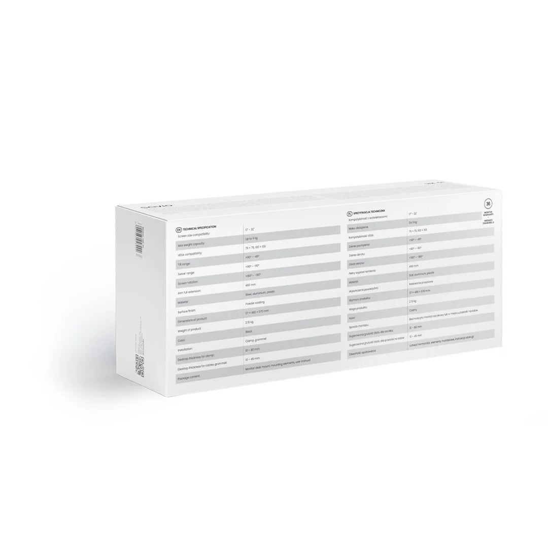 SAVIO 17-32'' monitor desk mount, 2-9 kg, on gas spring, UM-01