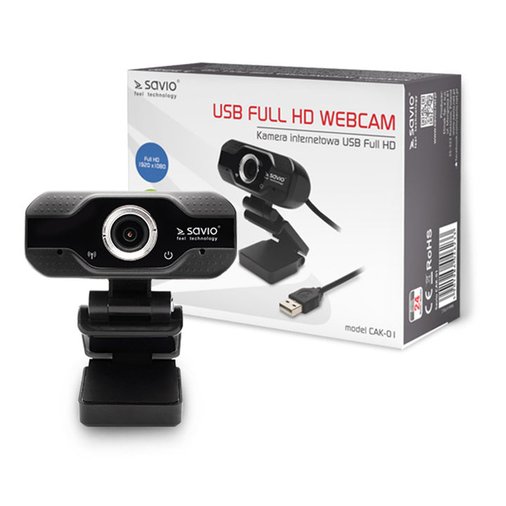 Savio webcam, Full HD 1920x1080 resolution, microphone, USB, SAVCAK-01