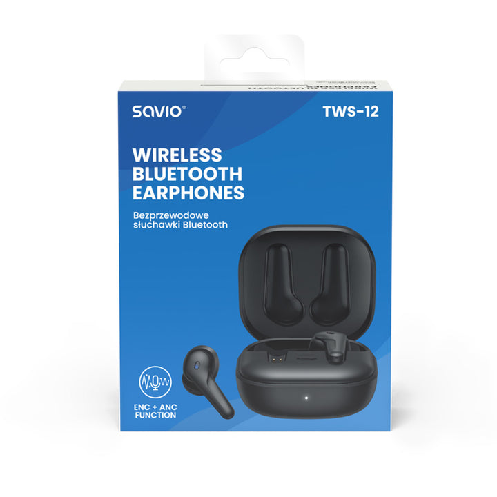 Savio Wireless Headphones, Bluetooth 5.3, ANC, USB-C, black