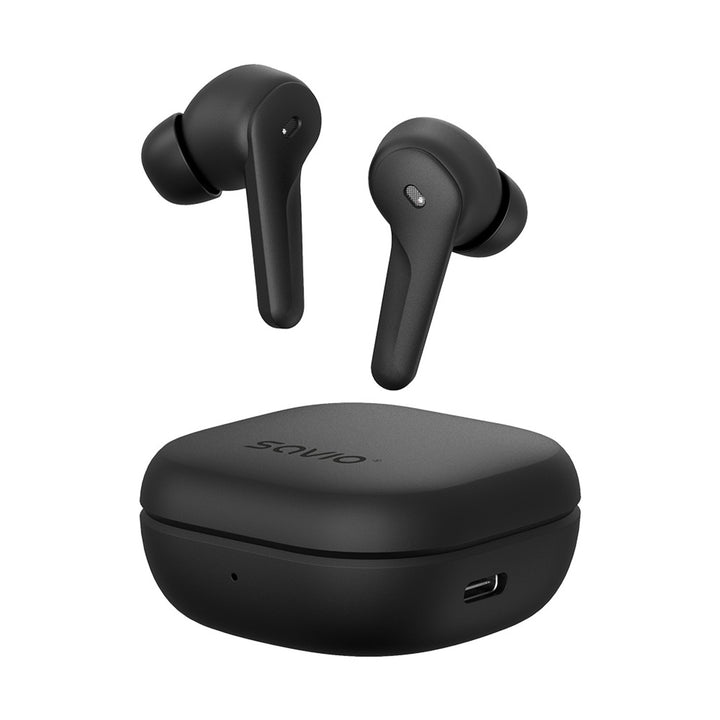 Savio Wireless Headphones, Bluetooth 5.3, ANC, USB-C, black