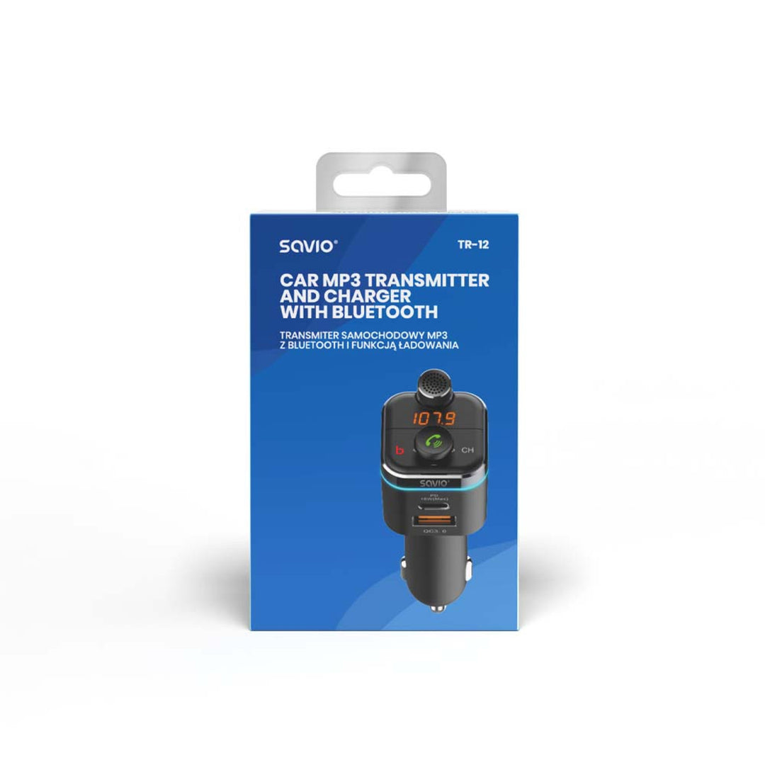 Savio MP3 car transmitter, Bluetooth 5.0, charging function, black, SAVFMTRANSTR-12