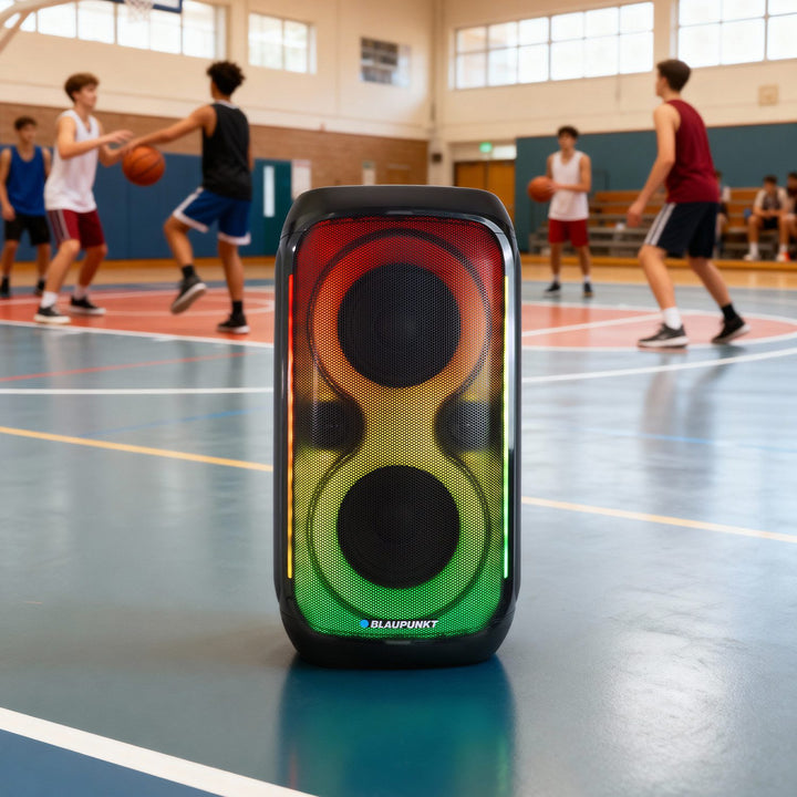 Blaupunkt Party Box Speaker, LED lighting, Bluetooth, USB and AUX, FM radio, karaoke function, remote control, battery life up to 18h, PB60X