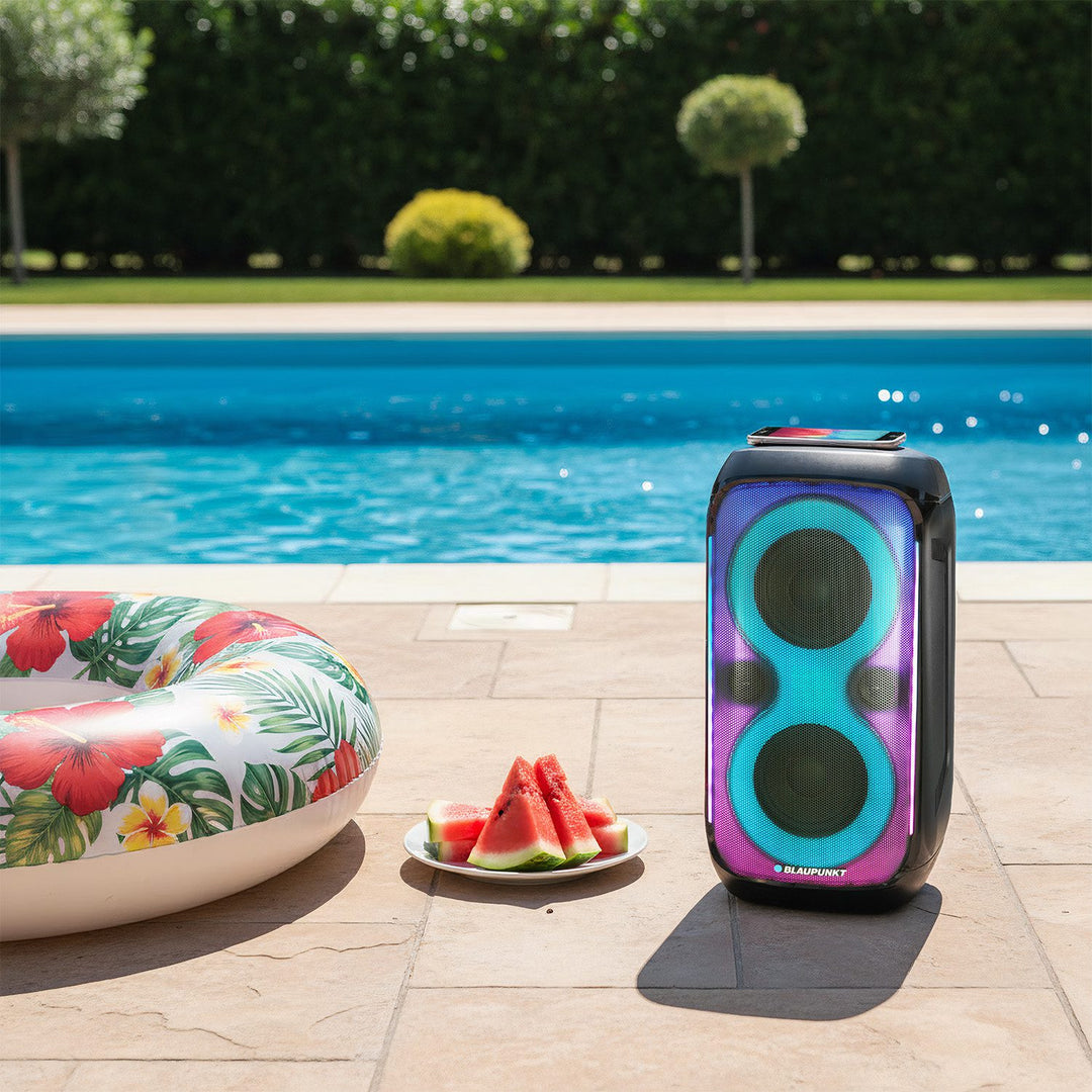 Blaupunkt Party Box Speaker, LED lighting, Bluetooth, USB and AUX, FM radio, karaoke function, remote control, battery life up to 18h, PB60X