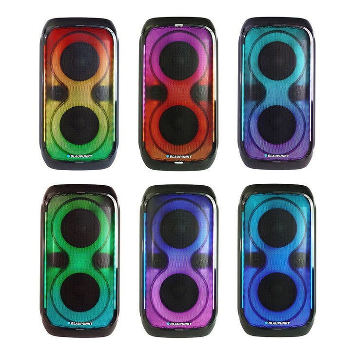 Blaupunkt Party Box Speaker, LED lighting, Bluetooth, USB and AUX, FM radio, karaoke function, remote control, battery life up to 18h, PB60X