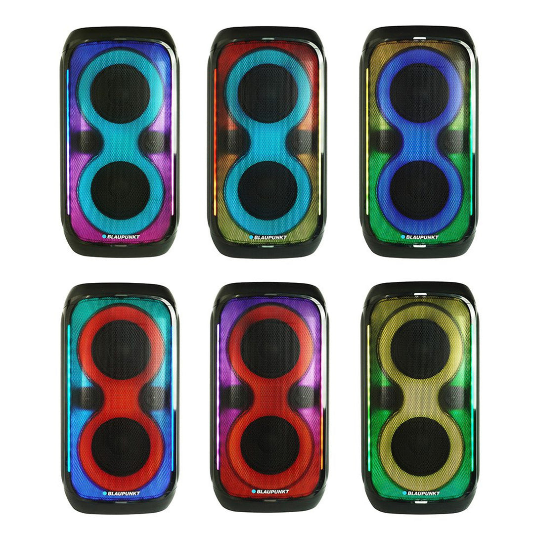 Blaupunkt Party Box Speaker, LED lighting, Bluetooth, USB and AUX, FM radio, karaoke function, remote control, battery life up to 18h, PB60X
