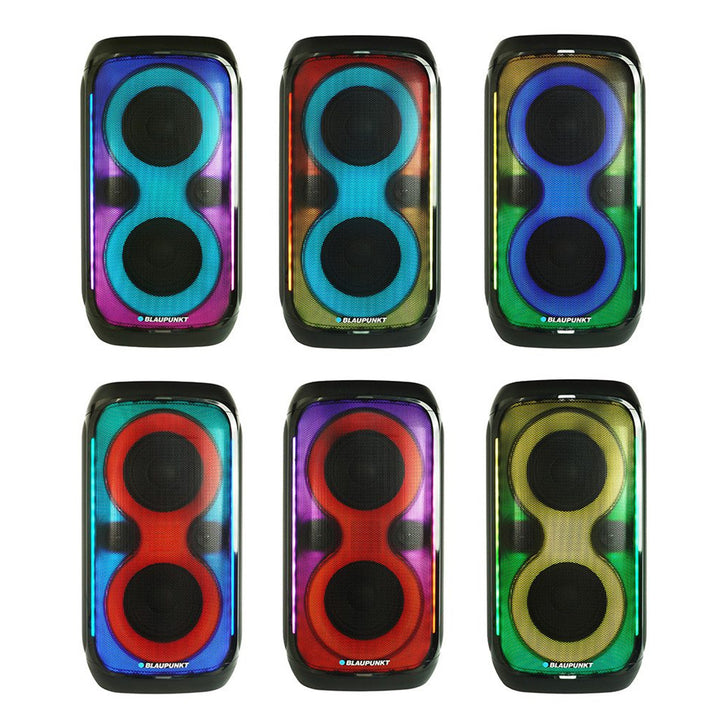 Blaupunkt Party Box Speaker, LED lighting, Bluetooth, USB and AUX, FM radio, karaoke function, remote control, battery life up to 18h, PB60X