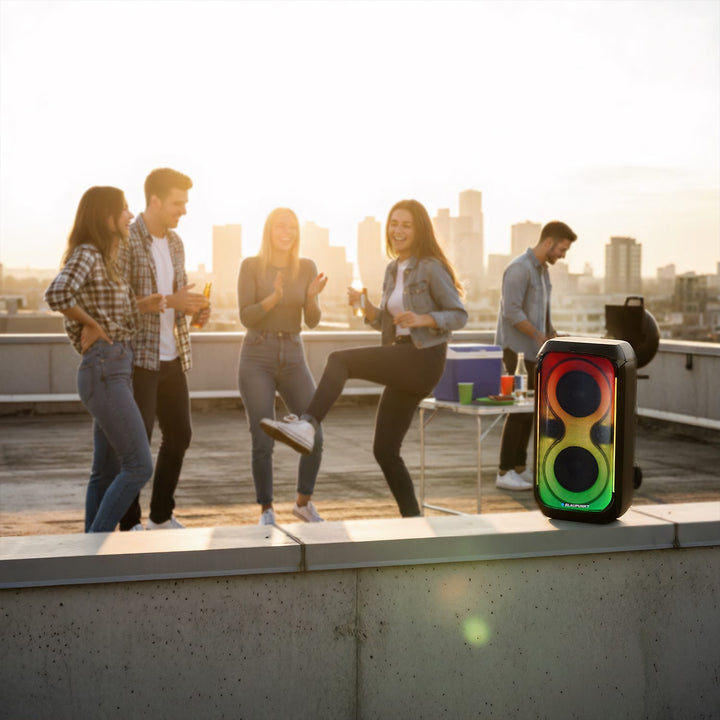 Blaupunkt Party Box Speaker, LED lighting, Bluetooth, USB and AUX, FM radio, karaoke function, remote control, battery life up to 18h, PB60X