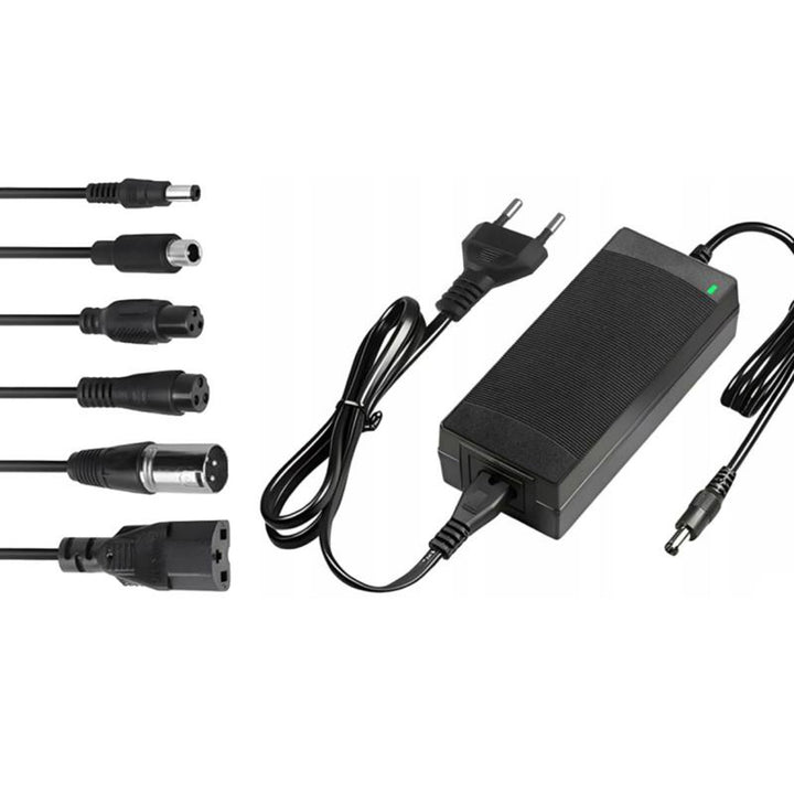 Lextool universal power charger for scooters and electric vehicles, 54.6V 2A, 6 DC plugs, LXG95