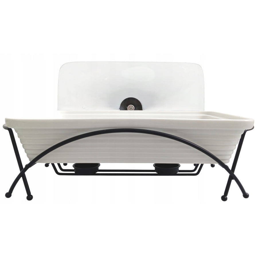 Maestro ceramic food warmer, rectangular, white color, capacity 1.7L, can be used in the oven, rack and lid with handle included, MR-11362-73