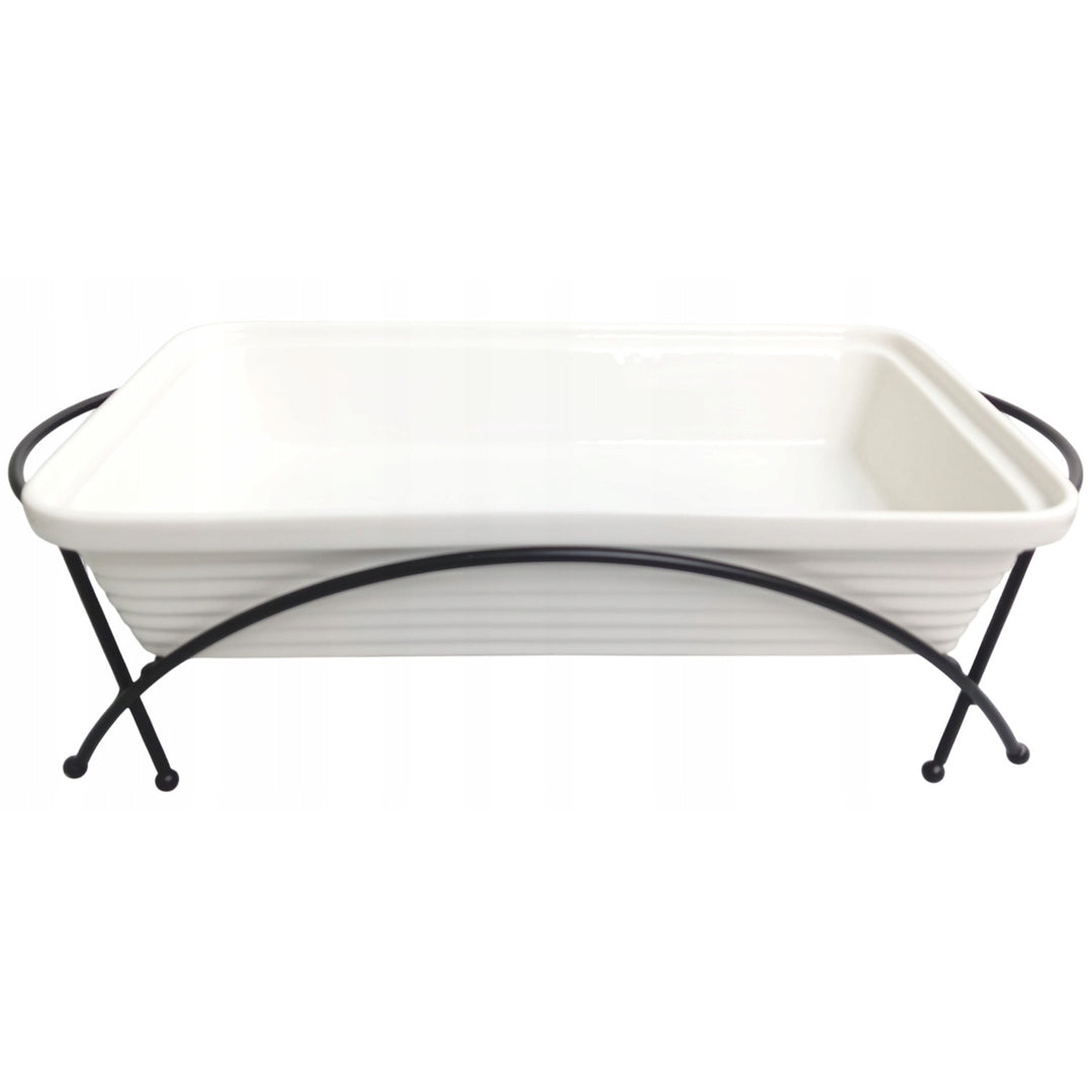 Maestro ceramic food warmer, rectangular, white color, capacity 1.7L, can be used in the oven, rack and lid with handle included, MR-11362-73