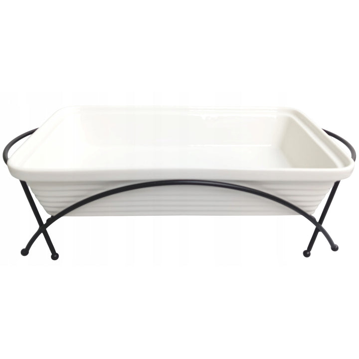 Maestro ceramic food warmer, rectangular, white color, capacity 1.7L, can be used in the oven, rack and lid with handle included, MR-11362-73