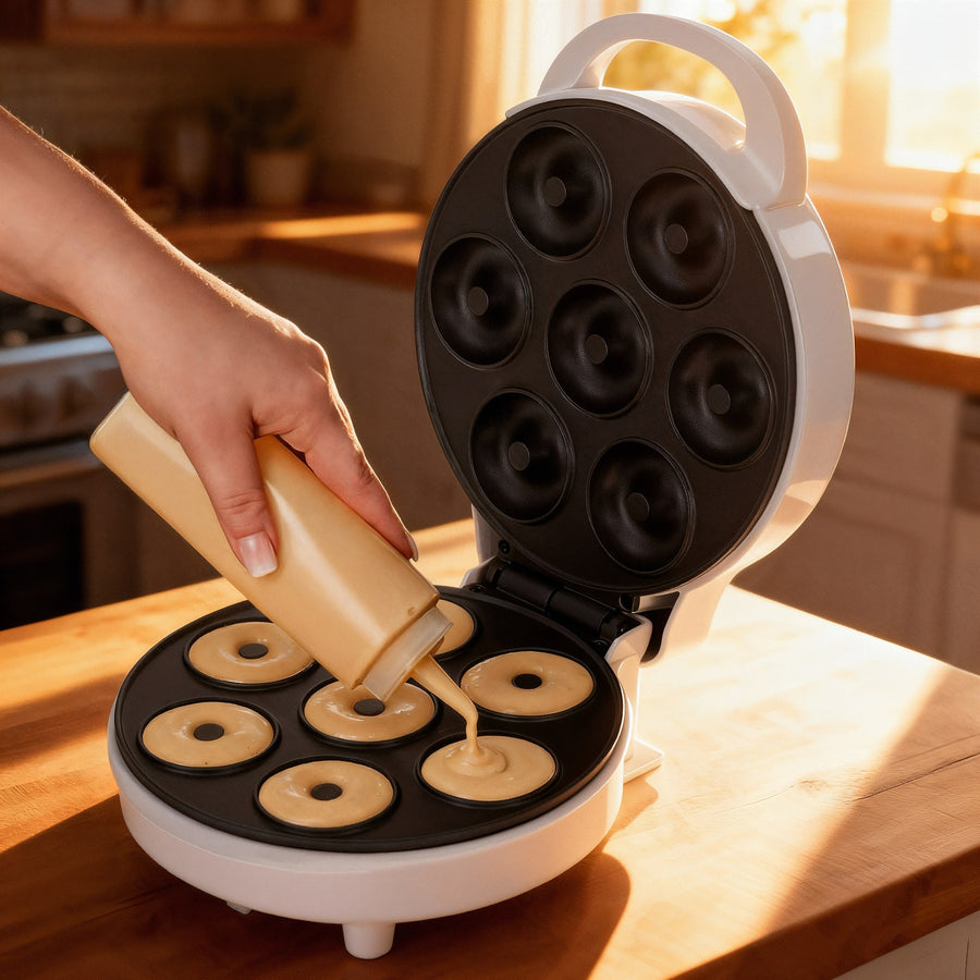 Adler doughnut maker, for 7 doughnuts, non-stick coating, white, 1500W, AD 3075