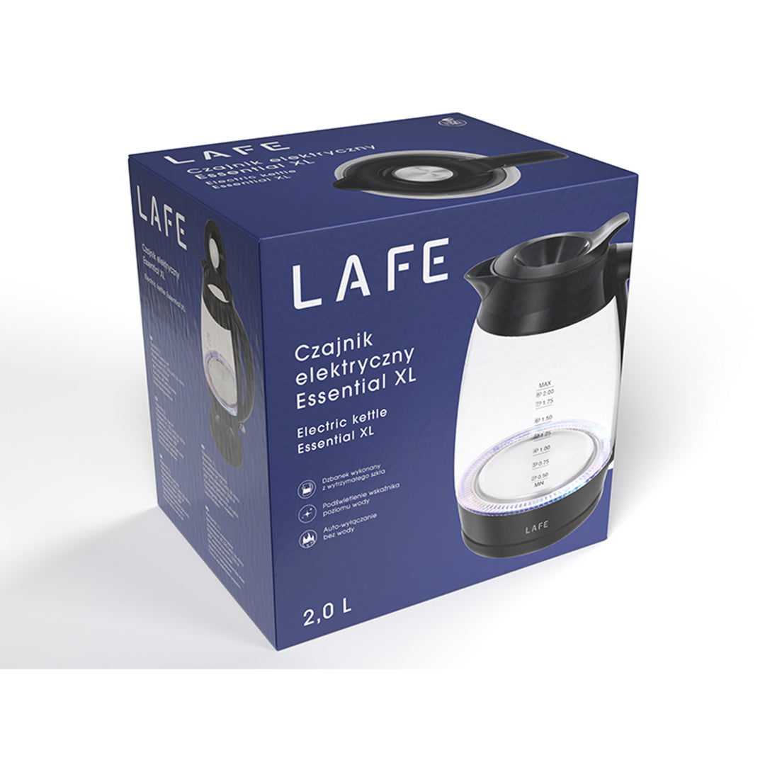 Lafe electric kettle, power 2200W, capacity 2l, glass, Essential XL