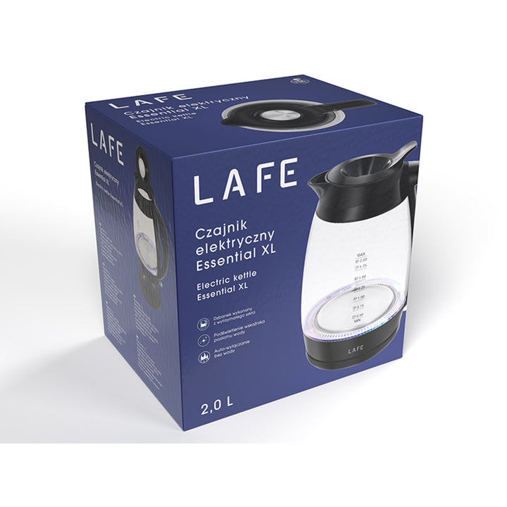 Lafe electric kettle, power 2200W, capacity 2l, glass, Essential XL