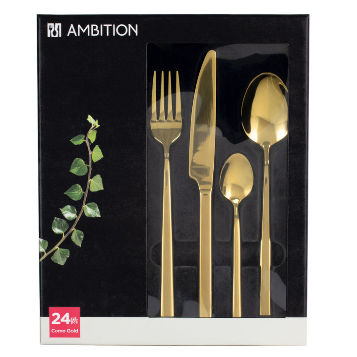 Cutlery set for 6 persons Como Gold 24-piece Gift Box AMBITION