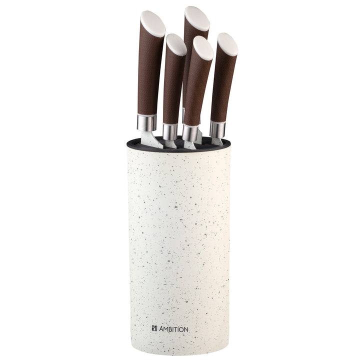 Nature 6-piece block knife set AMBITION, non-stick coating