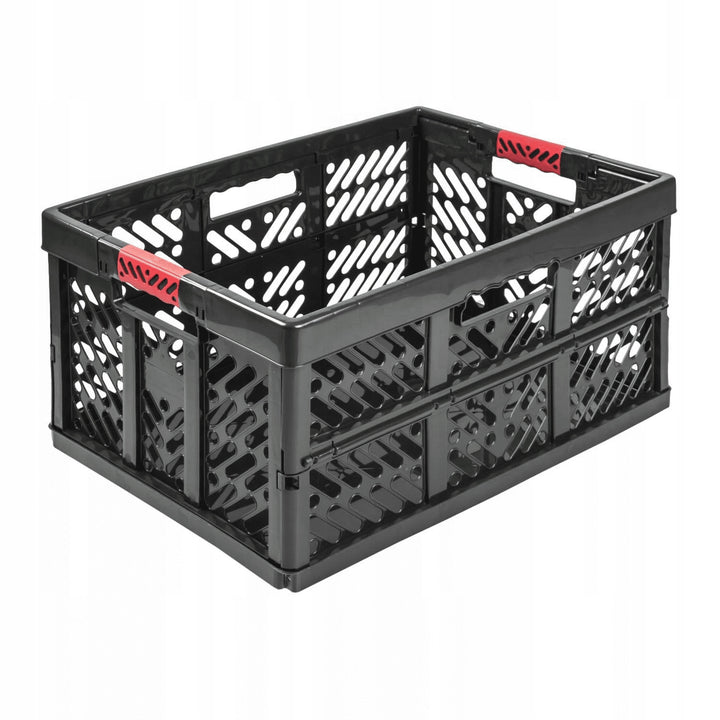 Ben Keeeper plastic folding basket, 45L, graphite, load capacity up to 50kg, soft handles, GS certificate and TUV test, food safe