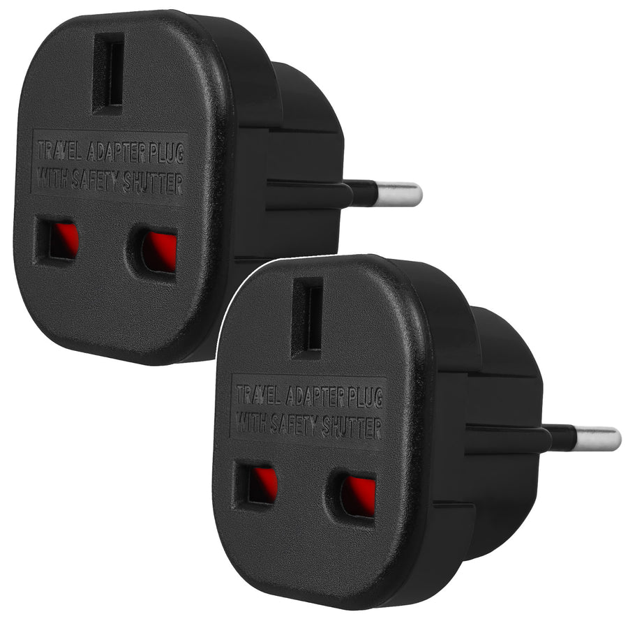 Maclean UK socket to EU plug adapter, black, MCE72, 2 pieces
