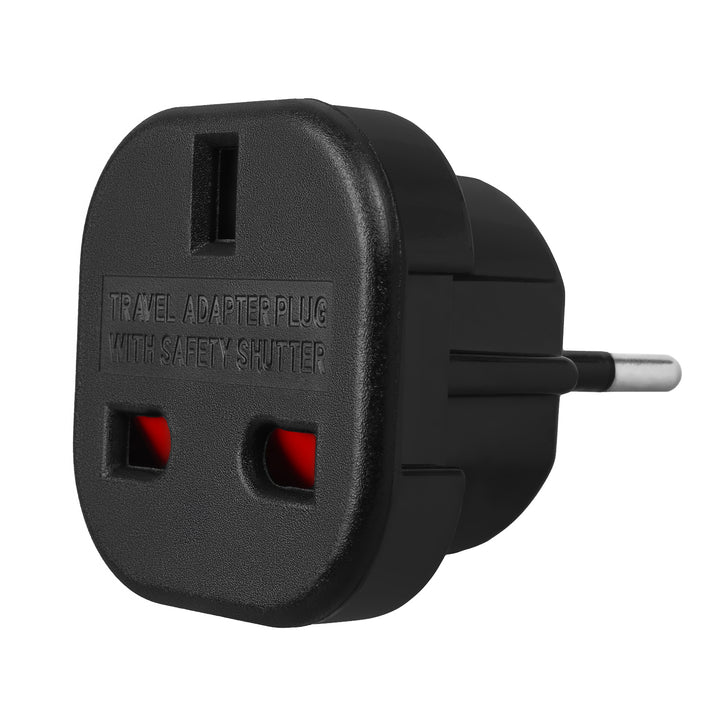 Maclean UK socket to EU plug adapter, black, MCE72, 4 pieces