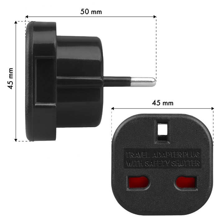 Maclean UK socket to EU plug adapter, black, MCE72, 4 pieces