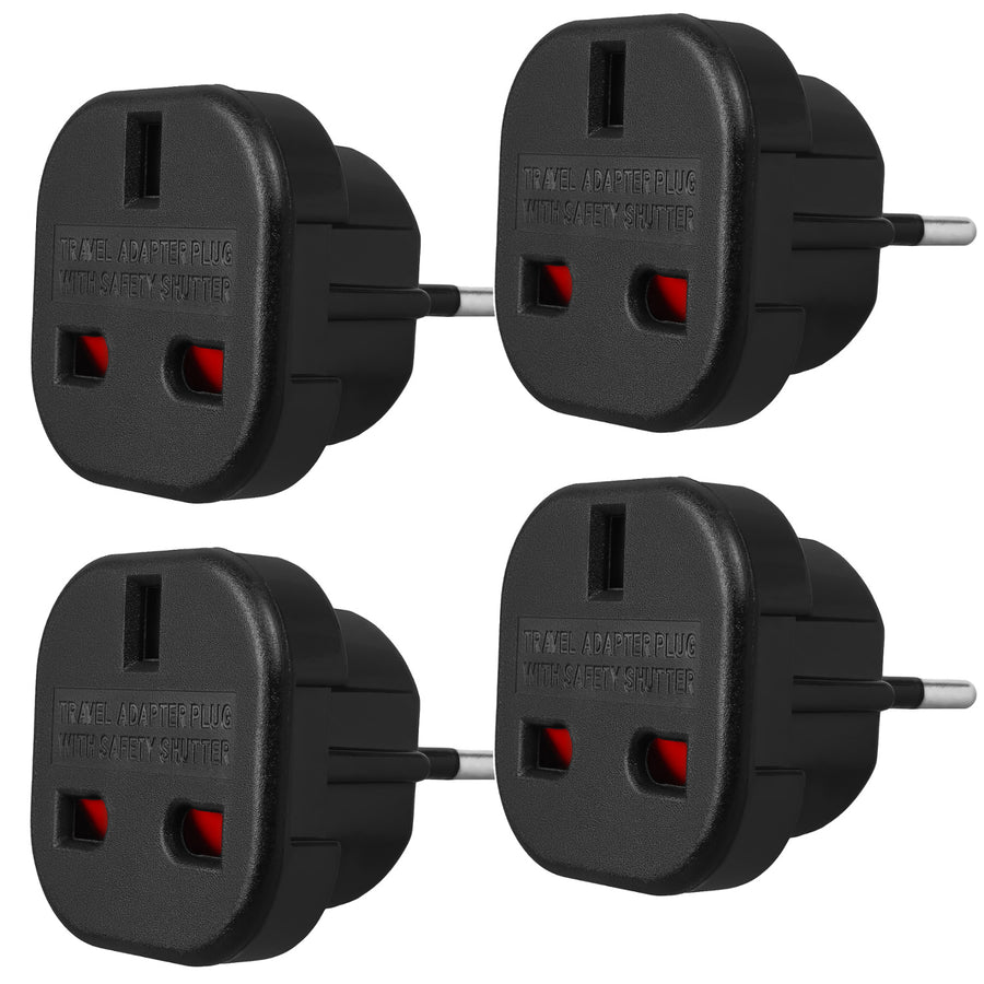 Maclean UK socket to EU plug adapter, black, MCE72, 4 pieces