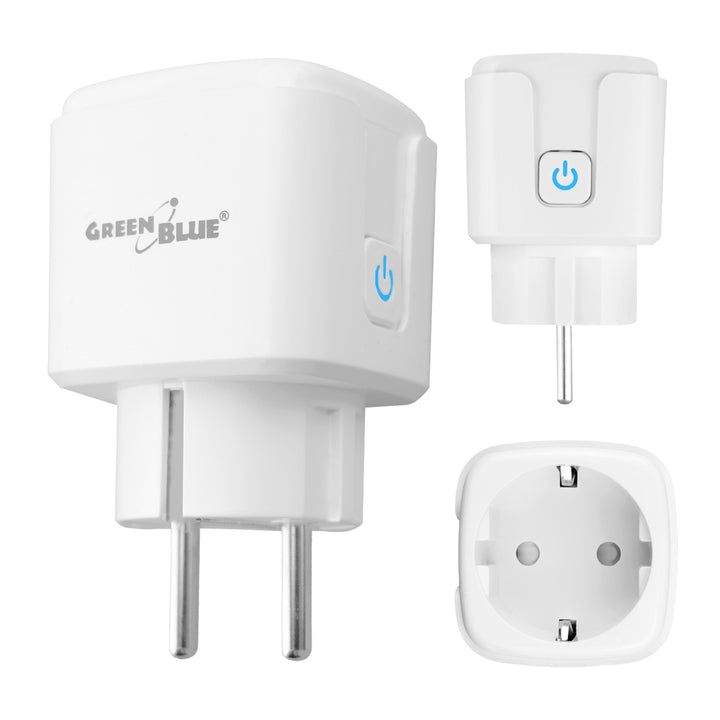 GreenBlue Remote-Controlled WiFi Outlet, Android/iOS/Alexa/Google Home, Timer, Wattmeter, Max 16A/3840W, GB735 W