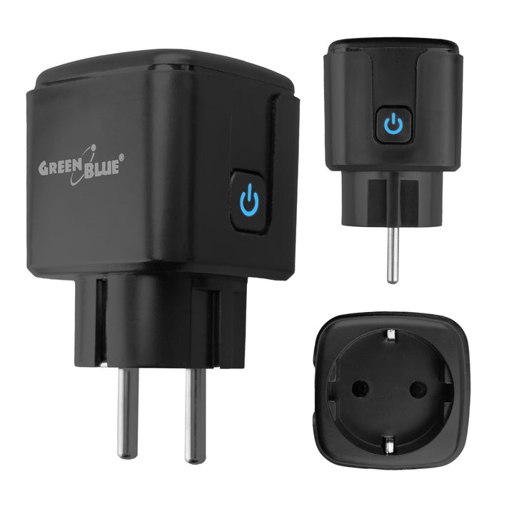 GreenBlue Remote-Controlled WiFi Outlet, Android/iOS/Alexa/Google Home, Timer, Wattmeter, Max 16A/3840W, GB735 B