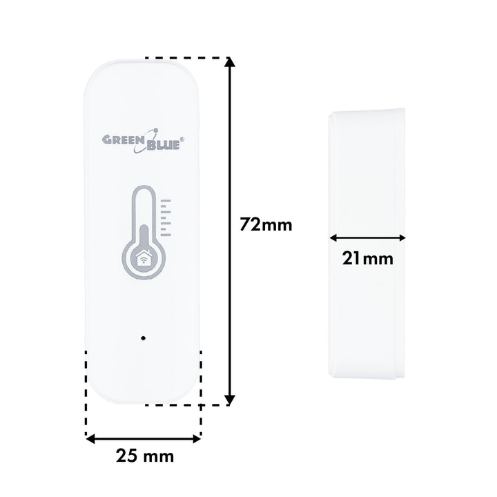 GreenBlue WiFi Temperature and Humidity Sensor, Android/iOS/Alexa/Google Home, 3.0V DC, LR03x2, GB737