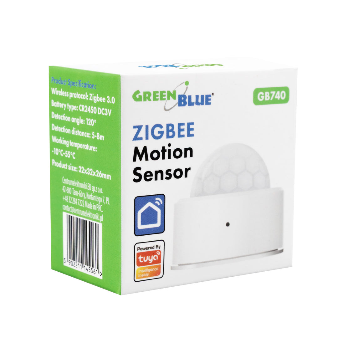 Tuya GreenBlue Zigbee Wireless Motion Sensor, Android/iOS, CR2450 DC 3.0V, 120° detection angle / up to 8 m, GB740