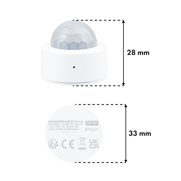 Tuya GreenBlue Zigbee Wireless Motion Sensor, Android/iOS, CR2450 DC 3.0V, 120° detection angle / up to 8 m, GB740