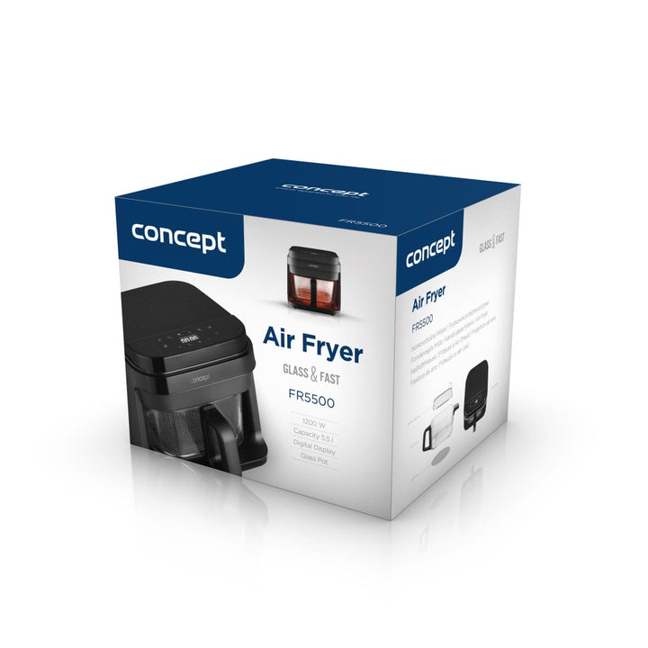 Concept Glass&Fast oil-free fryer, 5.5L capacity, 7 programs, touchscreen LED display, healthy frying mode, glass container, FR5500