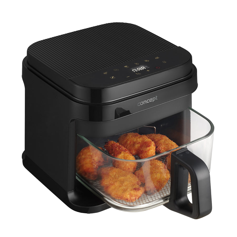 Concept Glass&Fast oil-free fryer, 5.5L capacity, 7 programs, touchscreen LED display, healthy frying mode, glass container, FR5500