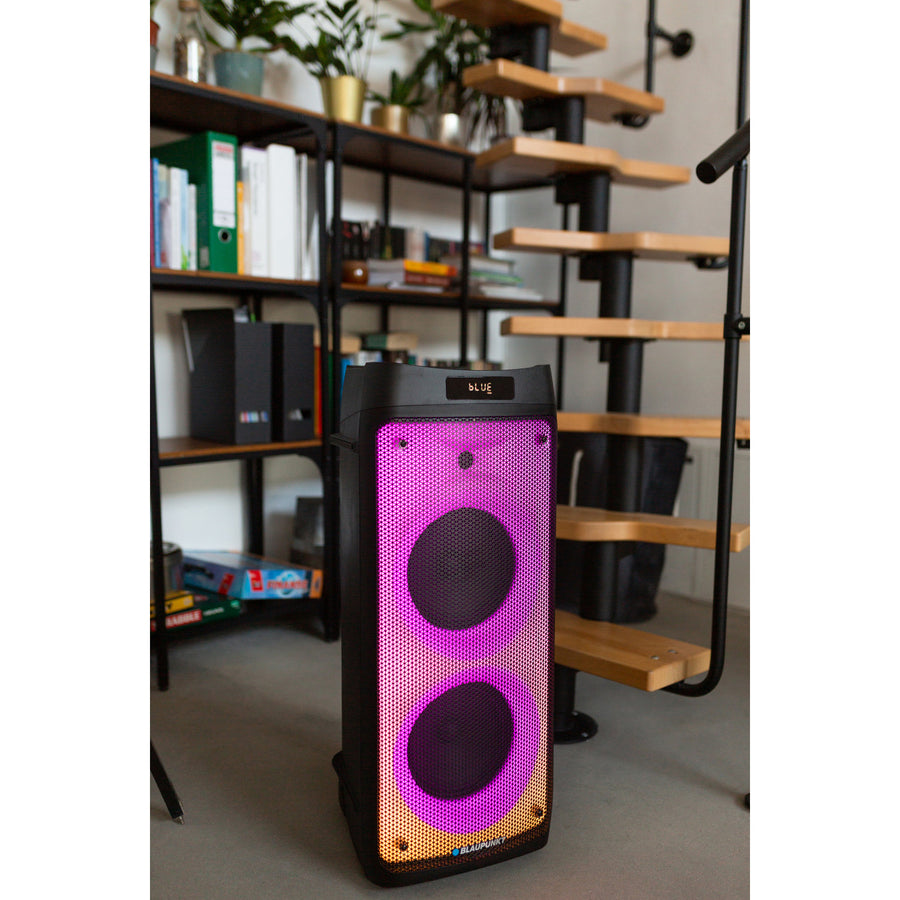 Blaupunkt Party Box speaker, LED lighting, Bluetooth, USB and AUX, FM radio, karaoke function, remote control, PB08DB