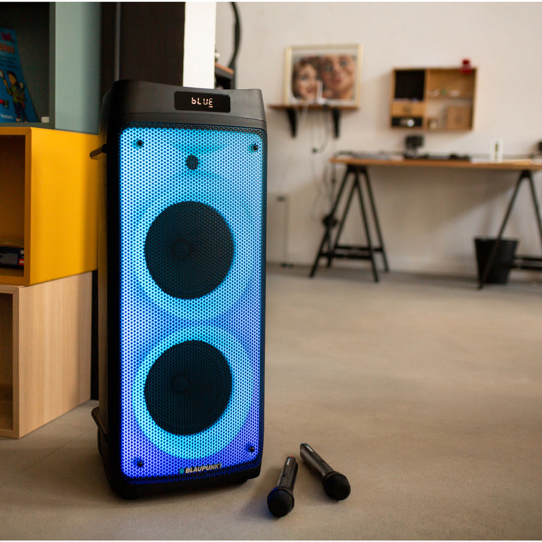 Blaupunkt Party Box speaker, LED lighting, Bluetooth, USB and AUX, FM radio, karaoke function, remote control, PB08DB
