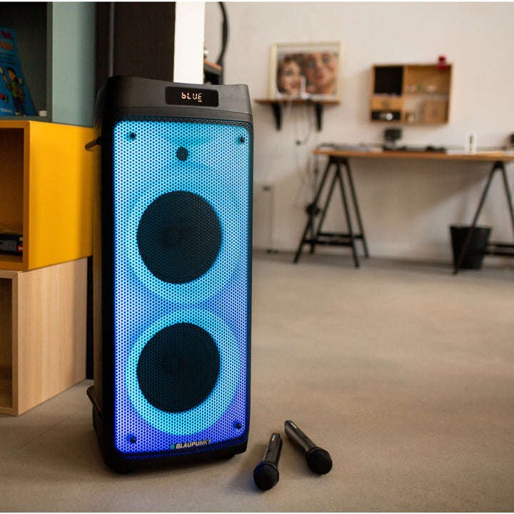 Blaupunkt Party Box speaker, LED lighting, Bluetooth, USB and AUX, FM radio, karaoke function, remote control, PB08DB