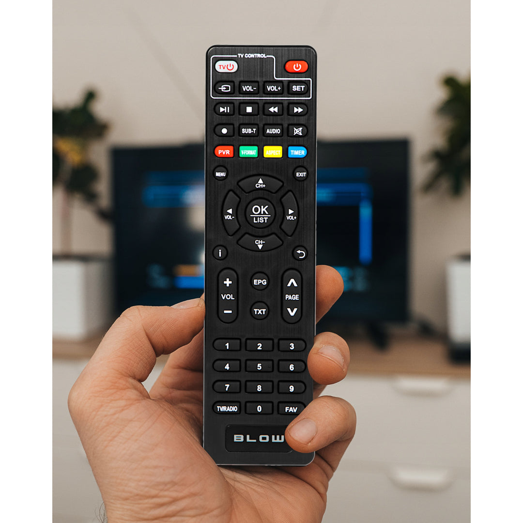 Blow DVB-T/T2 tuner, H.265, 6000FHD, Timeshift function, multiple languages, media player function, USB port, 77-077#