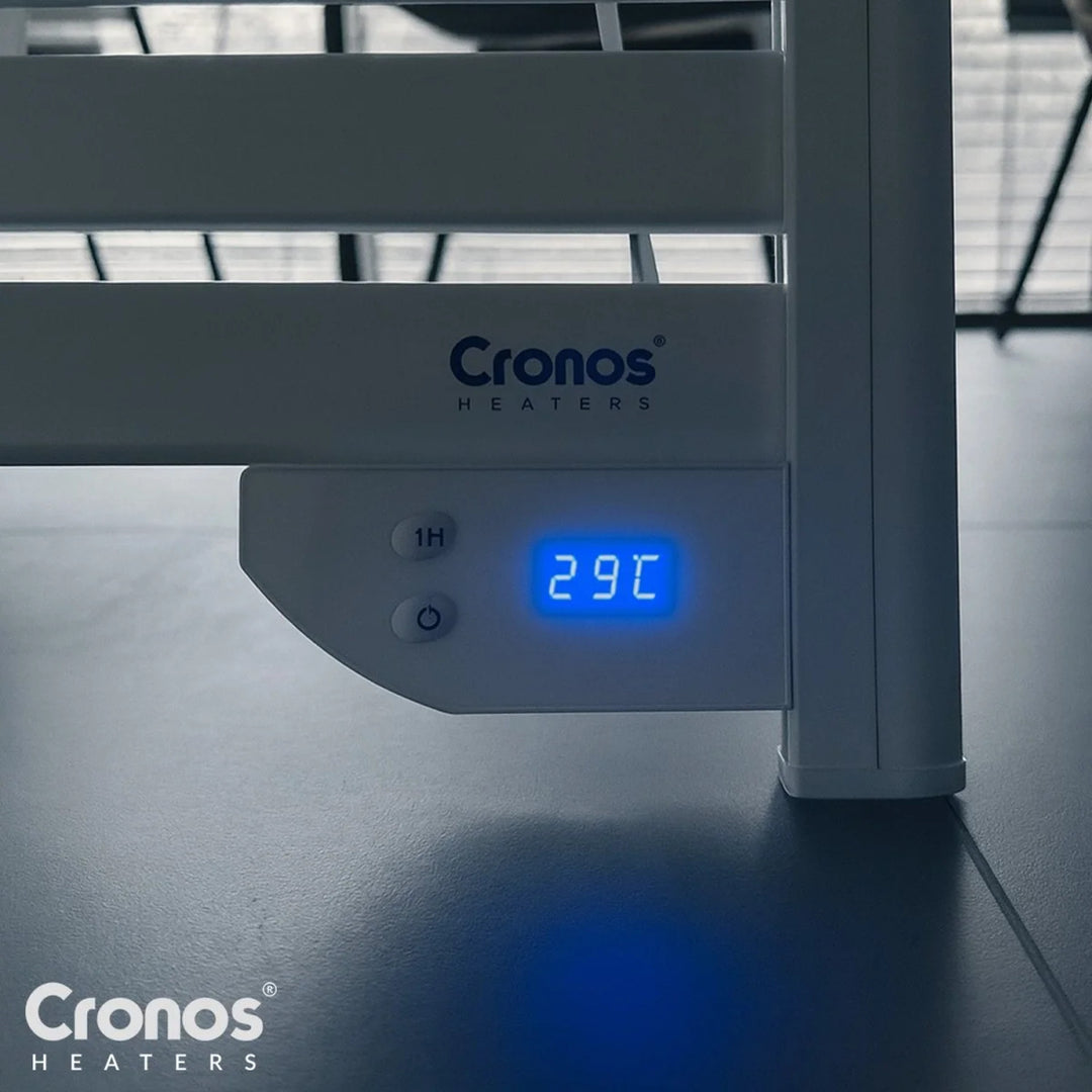 Cronos electric bathroom heater, 500W power, heats rooms up to 6m2, LCD display, AUTO, TIMER, and open window detection functions, TW-500