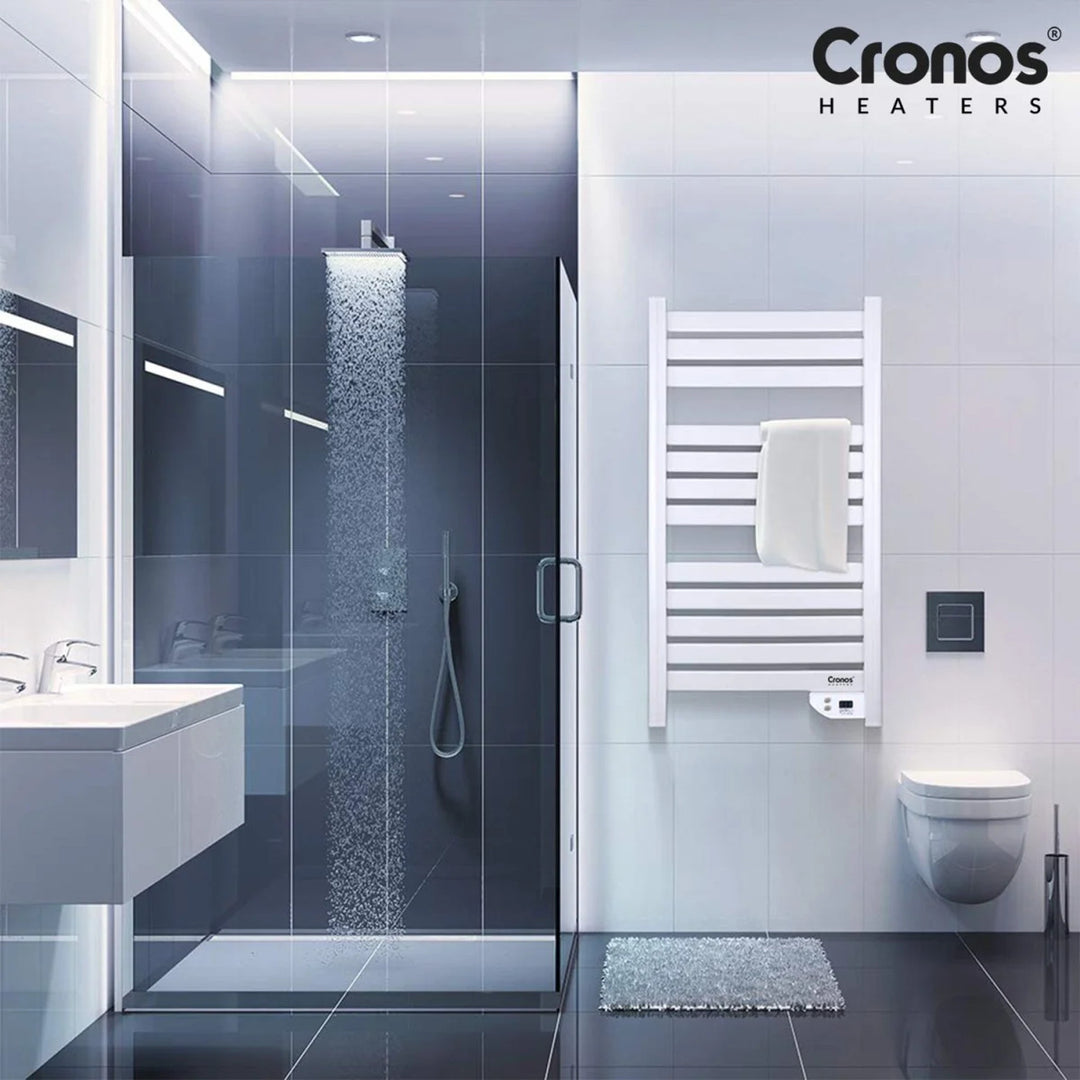 Cronos electric bathroom heater, 500W power, heats rooms up to 6m2, LCD display, AUTO, TIMER, and open window detection functions, TW-500