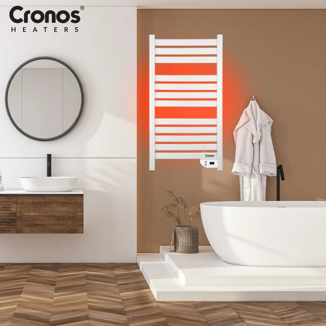 Cronos electric bathroom heater, 500W power, heats rooms up to 6m2, LCD display, AUTO, TIMER, and open window detection functions, TW-500