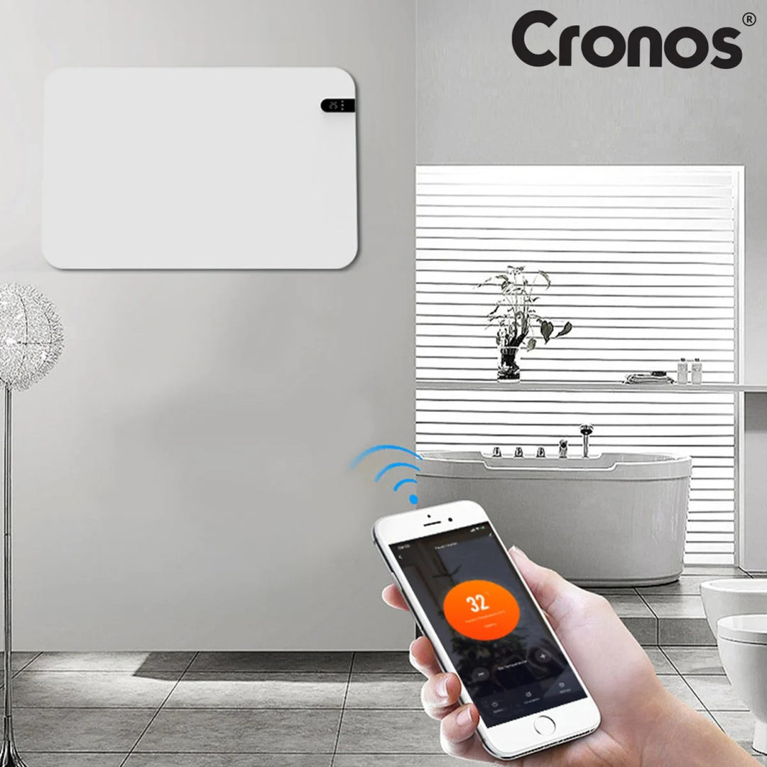 Cronos electric heater, white, 450W power, heats rooms up to 14m2, built-in thermostat, remote control, open window detection function, legs included, WFH-450TW